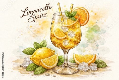 Hand drawn limoncello sprit...