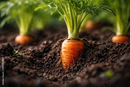 Close up of baby carrot gro...