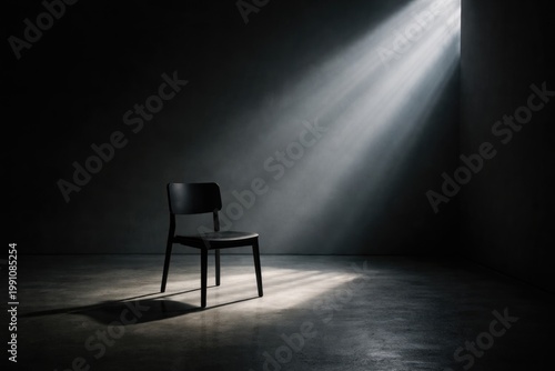 Minimalistic dark room with...