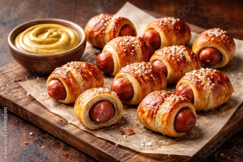 Mini pretzel wrapped hot do...