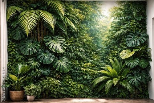 vibrant tropical plant wall...
