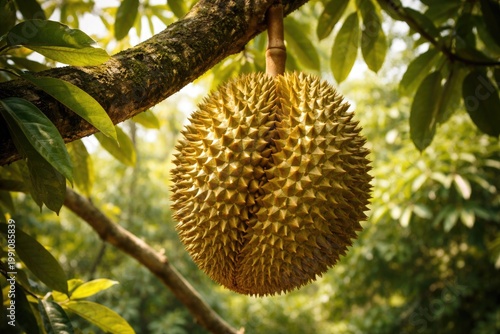 Close up of a ripe durian f...