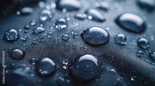 Surface energy water interaction water droplets fabric surface spherical beading repulsion effect textile structure macro photography professional lighting