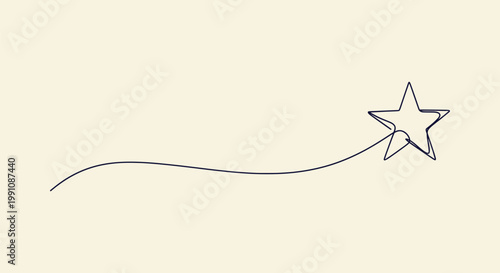 Tableau sur toile Continuous One Line Drawing of a Shooting Star with Long Tail Trail Minimalist V