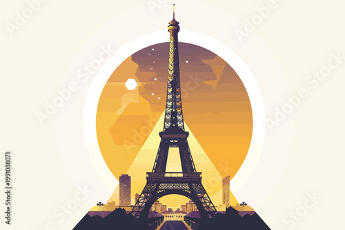 1920s Paris vintage poster isolated illustration