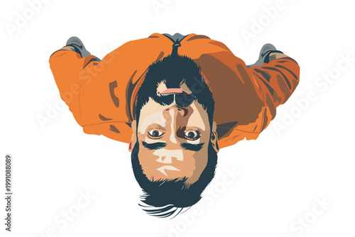 A directly above of arabic man looking at camera isolated