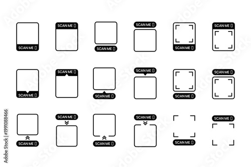 QR codes for smartphone. QR code with inscription scan me with smartphone. Scan me icon. Scan qr code icon for payment