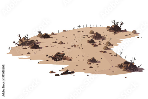 Aerial shot of battlefield isolated