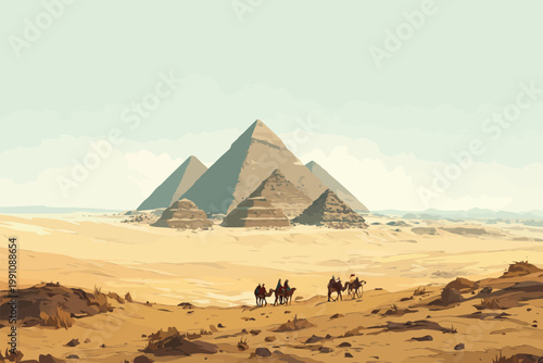 Aerial View of the Pyramids and Surrounding Desert st isolated