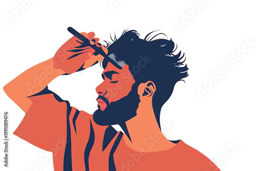 Arabic man combing hair isolated