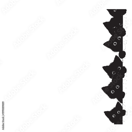 Cute Cat Silhouettes Peeking – Adorable Kitten Vector Illustration