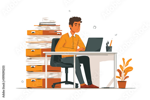 Archivist technician at work isolated