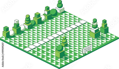 Geometric Lawn Texture with Topiary Shrubs for Landscaping Visualization