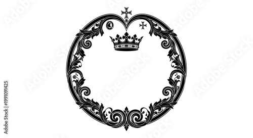 Black and white illustration of a crown.