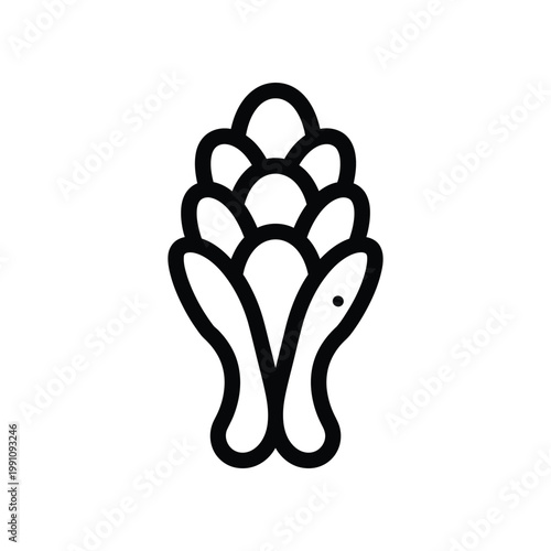 Stylized artichoke plant line art icon for healthy food and natural botanical ingredient design elements