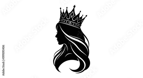 Black silhouette of a woman with crown.