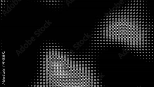 Halftone Pattern on Dark Background - This video features a striking contrast between black and white, showcasing