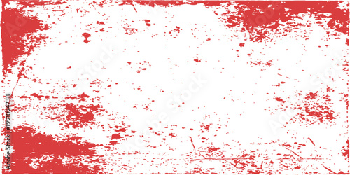 Red grunge texture design featuring artistic paint splatters and blood red ink stains on a dirty paper backdrop for a bold vector illustration