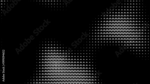 Digital Pattern Animation on Black Background - This video features an intricate digital pattern animation