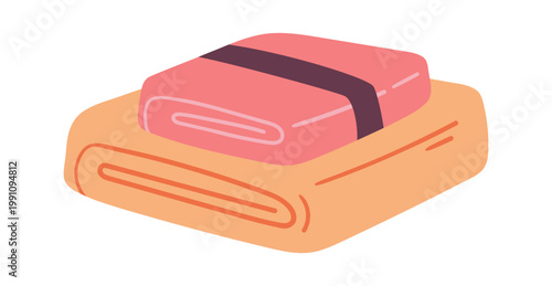 Towel Stack Folded Laundry Cartoon Style