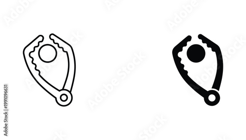 Kitchen tongs icon set for culinary and food service in flat vector style isolated on white background for restaurant menu design and home cooking branding and web visual projects and assets