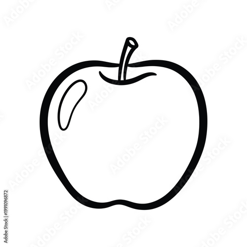 Fresh red apple fruit vector illustration with simple black line art style for healthy lifestyle and food industry branding isolated on white background