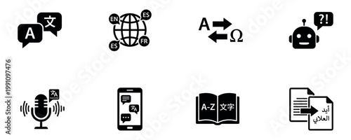 Icon Set of Language Translation and Communication. Vector Illustration.	
