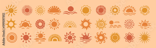 Sun Emblem Collection Set Abstract
