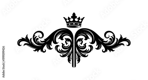 Ornate black crown design element.