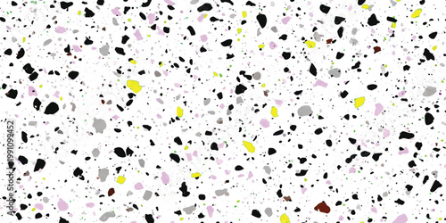Modern terrazzo seamless pattern with vibrant yellow and pink chips vector illustration