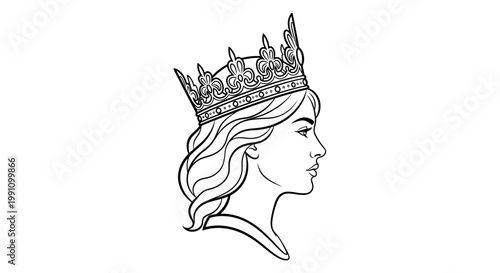 Woman wearing a crown royalty illustration.