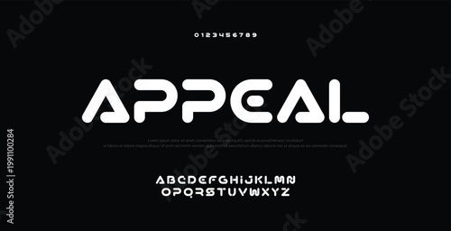 APPEAL digital abstract modern alphabet fonts and number. Typography electronic sport music future creative font and numbers design concept. vector illustration