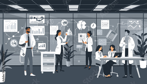 A modern illustration depicting a person working on a laptop near a potted plant. This image evokes a sense of focus and productivity, ideal for artic