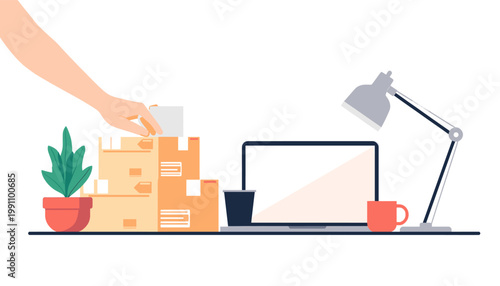 A cheerful illustration of a green plant in a red pot sitting on a shelf.  Perfect for blog posts, website graphics, or adding a touch of nature to di