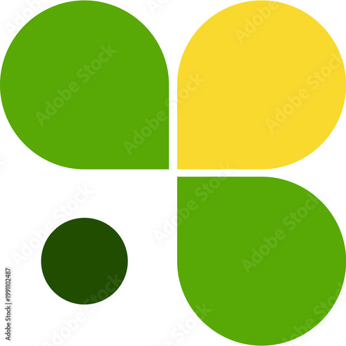 Valokuva Minimalist abstract green and yellow leaf logo icon representing nature, growth, and ecology