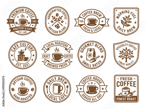 Coffee shop badges set vector