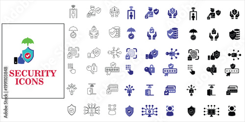 security icons set. secured, encryption, protection, cyber security, safety and more. simple complete vector illustration