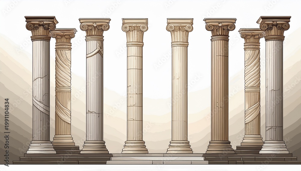 Fototapeta premium ancient greek columns isolated on a white background