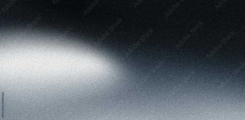 Fototapeta premium Dark grainy background, light gray white abstract gradient blurs on black noise texture backdrop, abstract website header, digital wallpaper, web banner or poster design