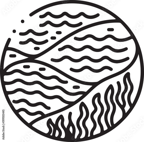 Abstract line of brain hemisphere with neural waves