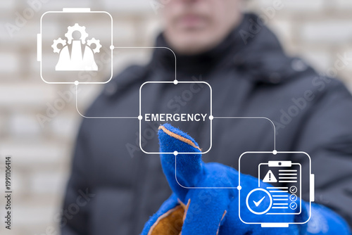 Concept of Emergency Preparedness Plan. Industry Business Evacuation Training. Emergency preparedness instructions for safety.