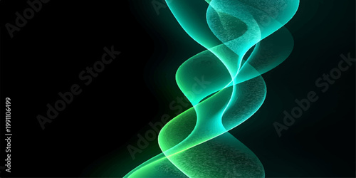 Abstract green smoky wave background with flowing colorful energy and fractal motion design