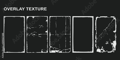 Set of distressed grunge overlay textures for vintage photo effects vector illustration