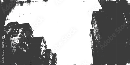 Abstract high contrast black and white urban building silhouette vector illustration design
