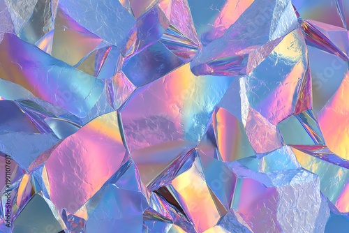 Abstract shimmering crystal texture with a range of pastel colors