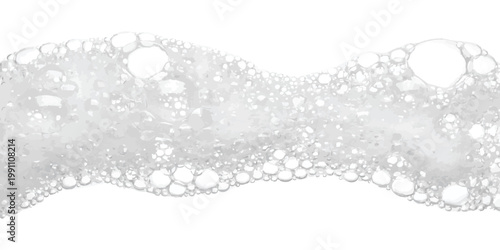 Abstract wave of soap bubbles and foam texture isolated on white background