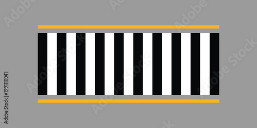 Crosswalk or pedestrian crossing with yellow lines on a gray road surface
