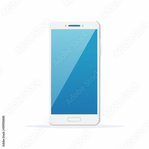 Smartphone moderne isolé sur fond blanc avec écran bleu