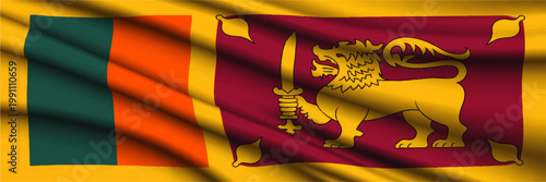 Waving Sri Lanka and Ireland Flags Together on Golden Background, International Diplomacy, Partnership, Travel and Trade Concept