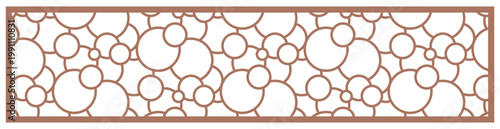 Horizontal decorative panel with an intricate overlapping bubble pattern. Vector design optimized for laser cutting, CNC routing, privacy screens, room dividers, and architectural decor.
